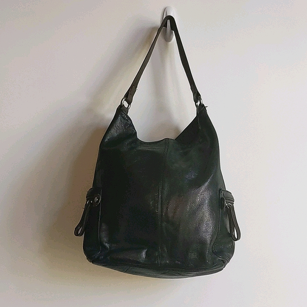 Tano Black Leather Slouchy Bag